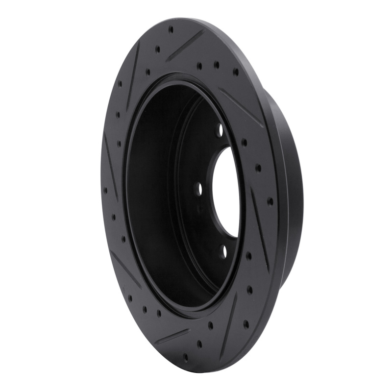 Mitsubishi Lancer Brake Rotor (1) - Rear Right - R1 Concepts - Drilled & Slotted - Black - `07-`15